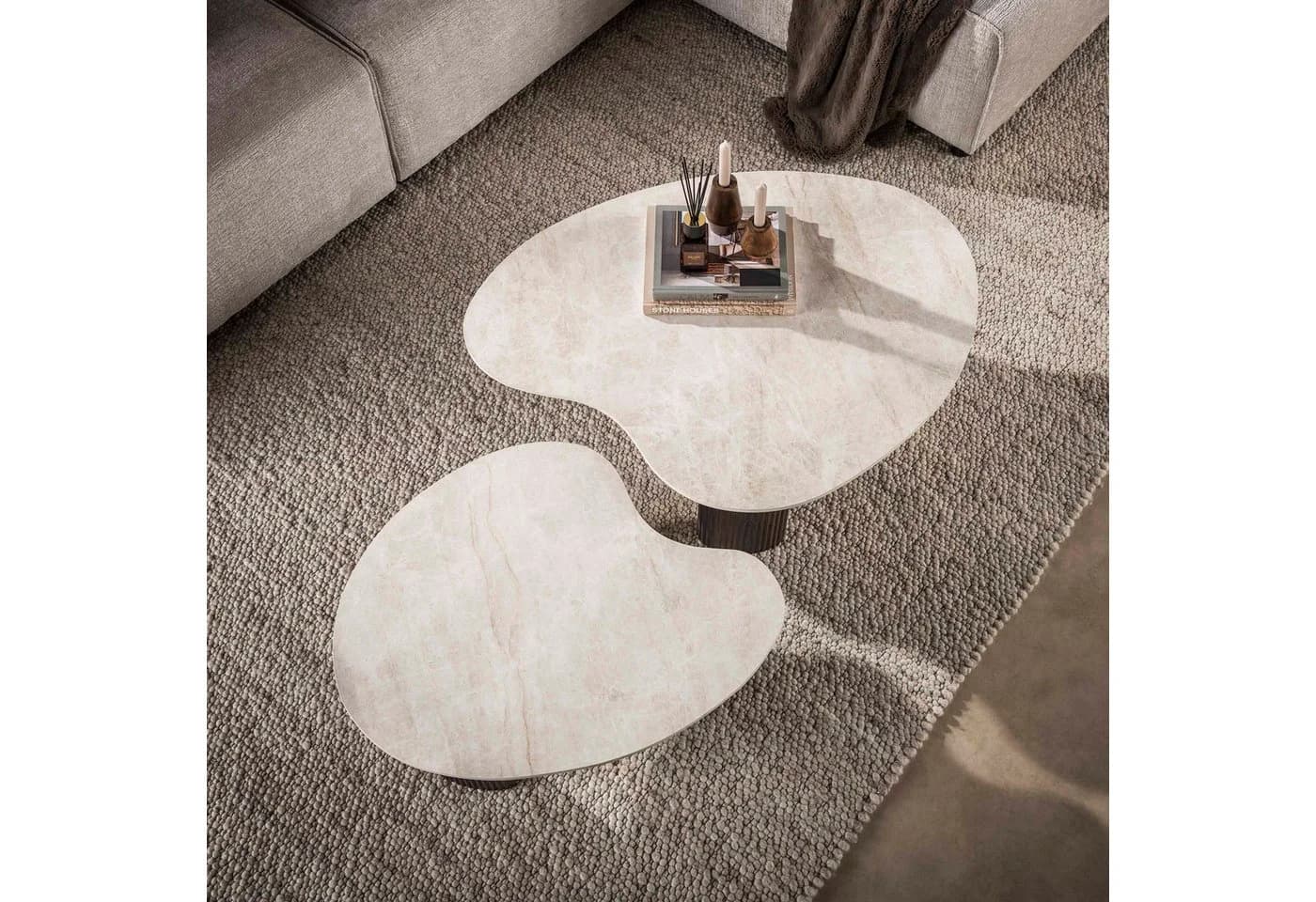 Sitheim-Europe CERAMO aperto Couchtisch 2er Set 3D Keramik Dunkelbraun