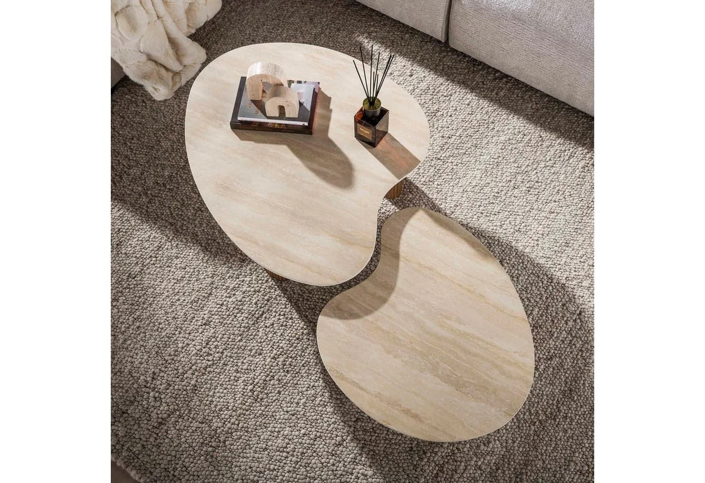 Sitheim-Europe CERAMO 2er Set Couchtisch Keramik Braun Beige