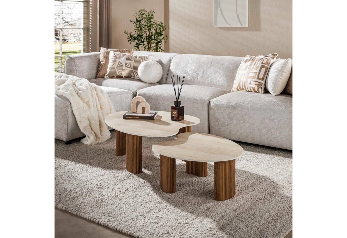 Sitheim-Europe CERAMO 2er Set Couchtisch Keramik Braun Beige - Bild 2