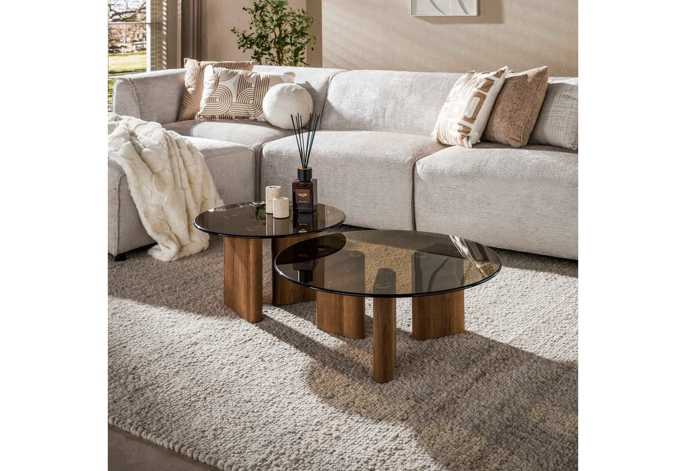 Sitheim-Europe Couchtisch TINTO rund 2er Set Bronzefarbenes Glas - Bild 2