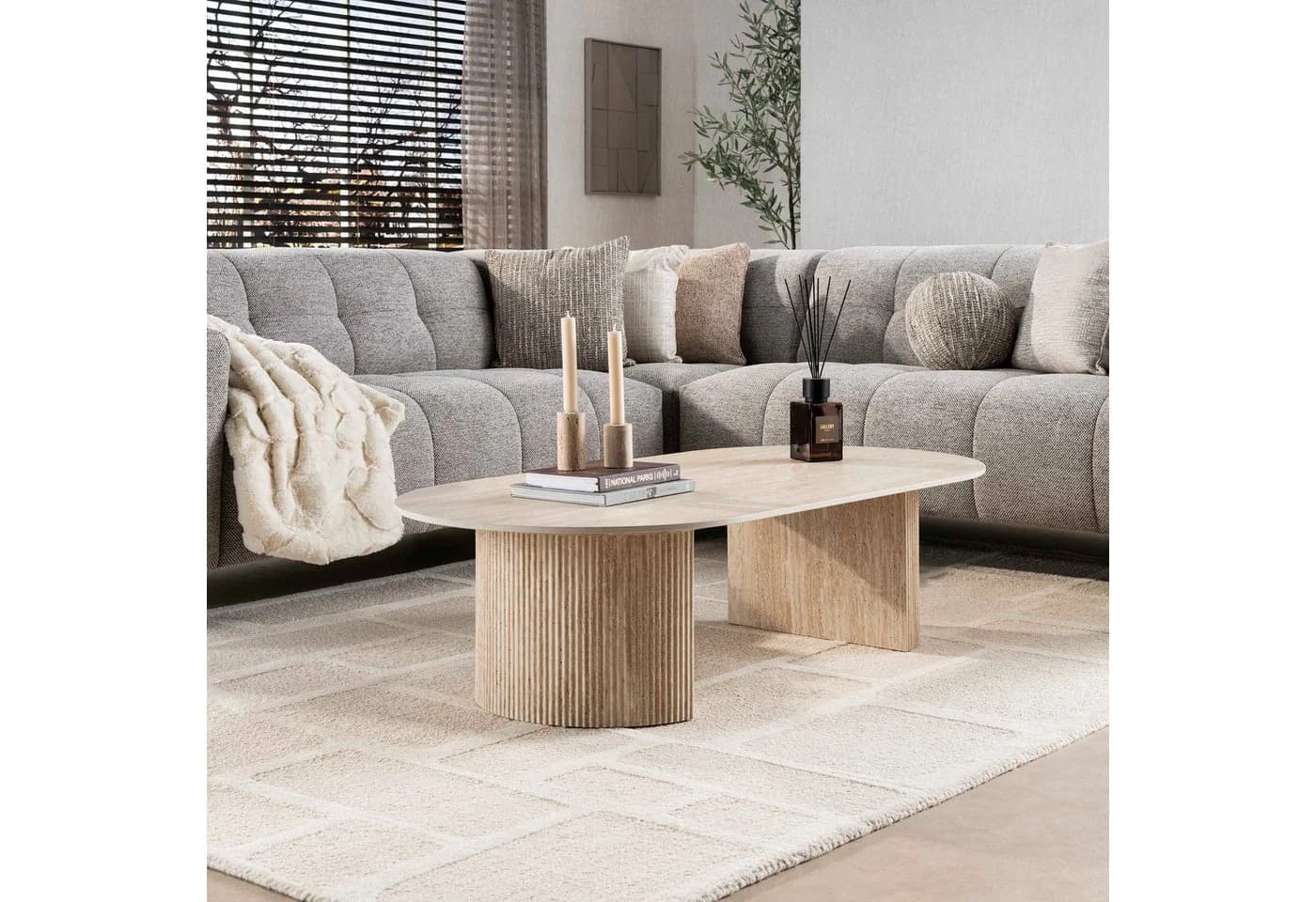 Sitheim-Europe Couchtisch ROMANO Arch 135cm Keramik Travertin - Bild 2