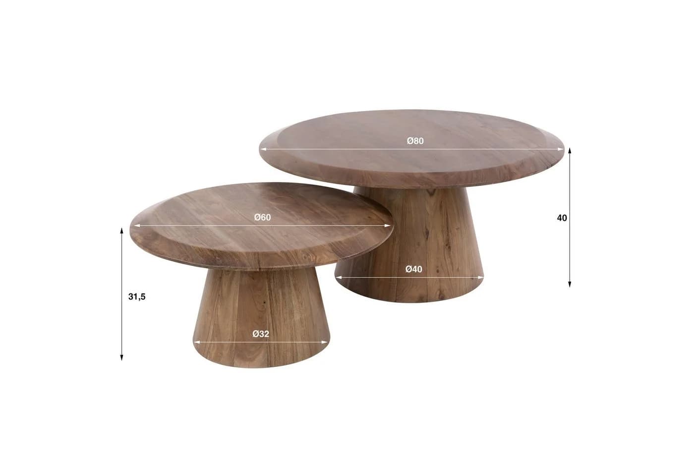 Sitheim® Couchtisch-Set Rona 2-tlg. Massiv Akazie Braun - Bild 5