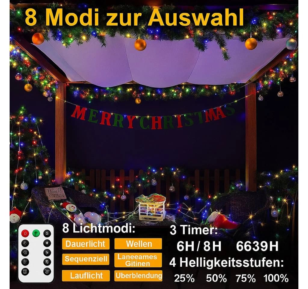LED-Lichterkette mit 4000 cm Länge, wasserdicht und hell