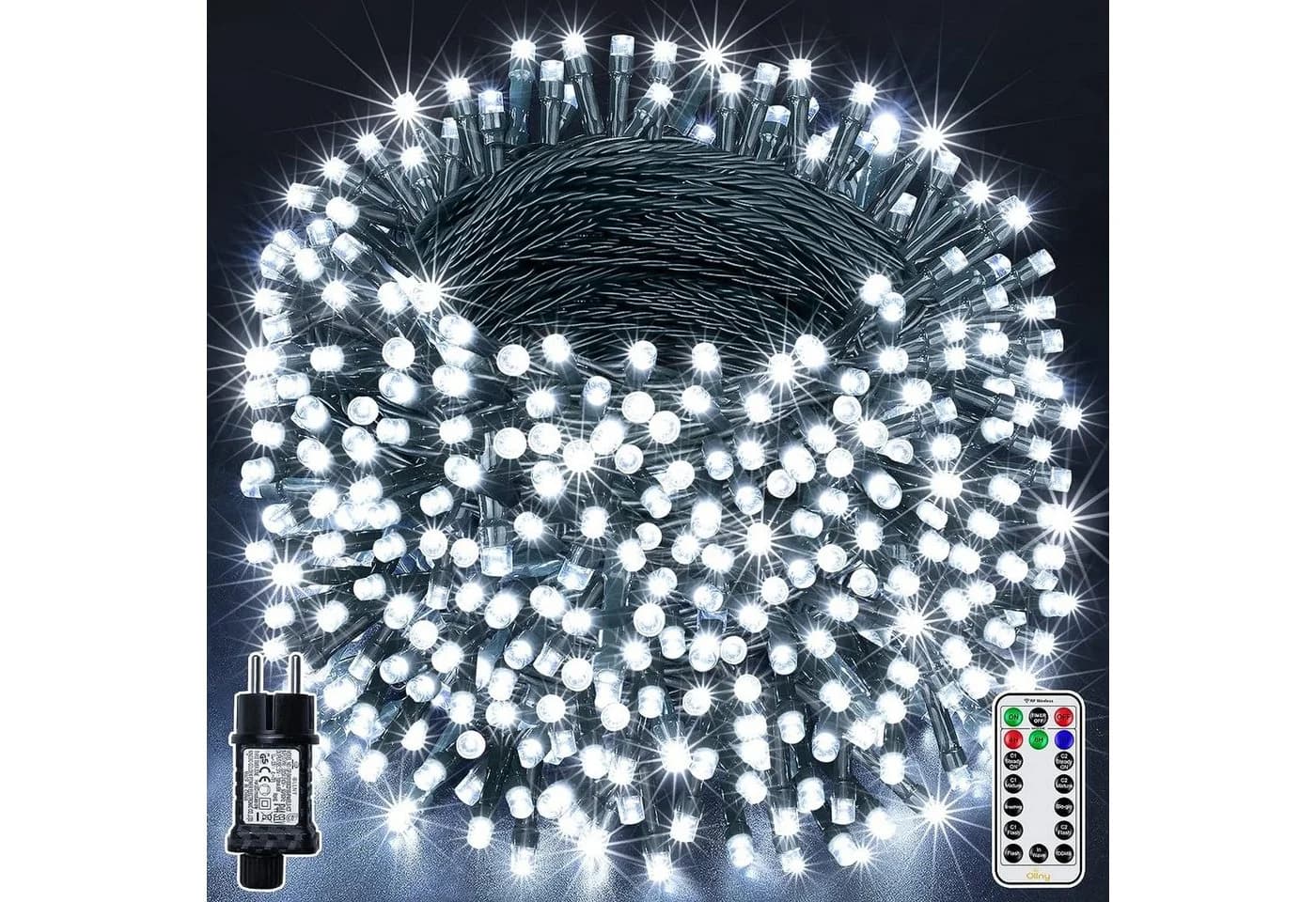 Ollny LED-Lichterkette 500-flammig 8 Modi IP44 Innen & Außen - Bild 2