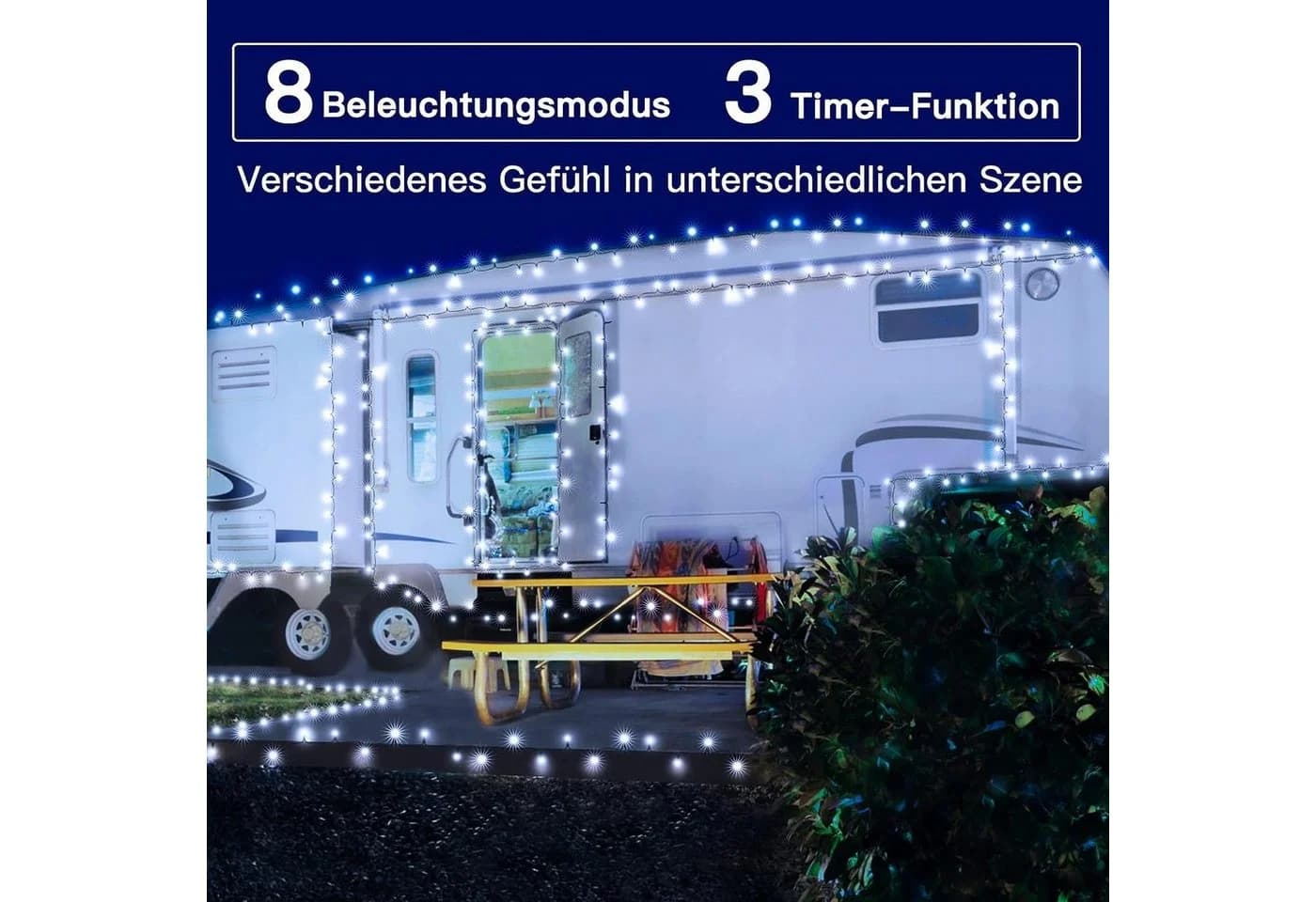 Ollny LED-Lichterkette 500-flammig 8 Modi IP44 Innen & Außen - Bild 3
