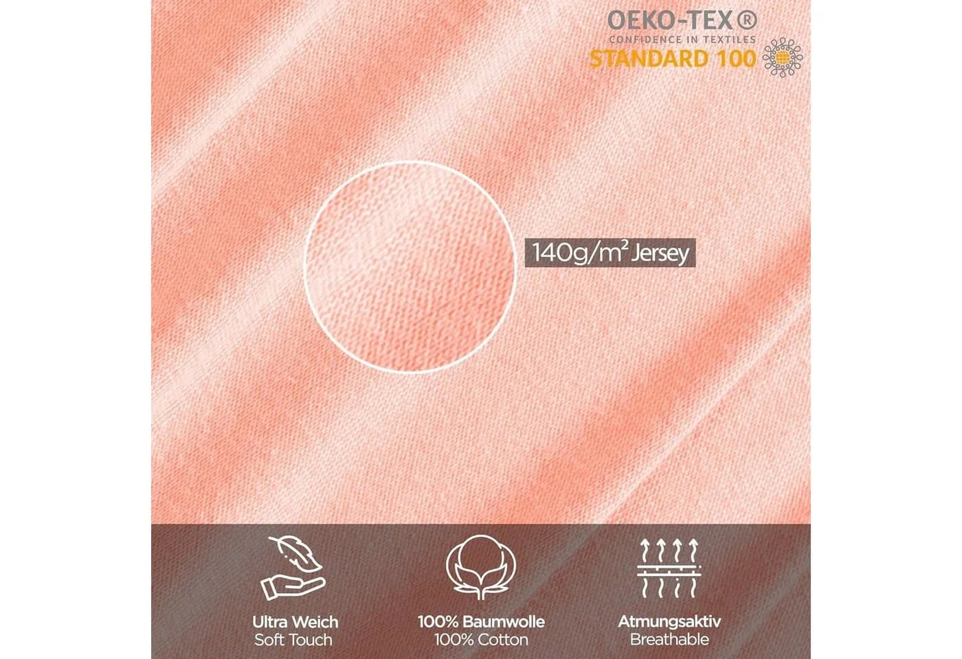 Livessa Kissenbezug 100 % Baumwolle Single-Jersey Ultraweich Rosa - Bild 3