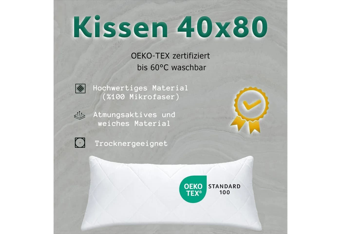 Livessa Kopfkissen mit Bezug Anthrazit Mikrofaser - Bild 3