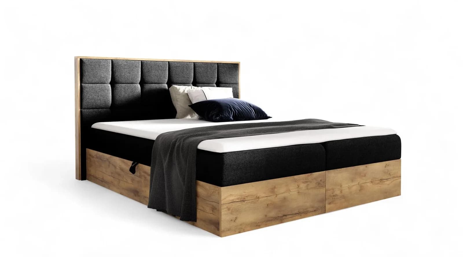 Fun Möbel Boxbett KALYPSO Überlänge Stoff Faro Eichen-Optik