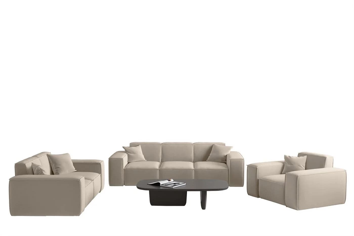 Fun Möbel Polstergarnitur Sofaset Designersofa CELES Premium 3-2-1 Beige Stoff - Bild 2