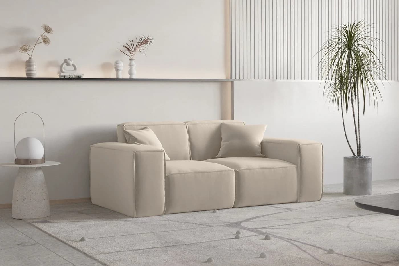 Fun Möbel Polstergarnitur Sofaset Designersofa CELES Premium 3-2-1 Beige Stoff - Bild 4