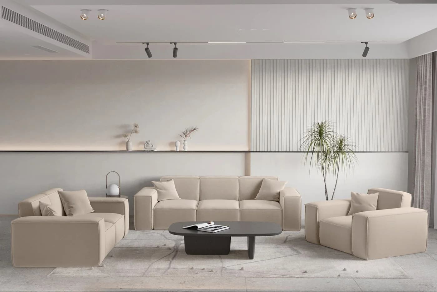 Fun Möbel Polstergarnitur Sofaset Designersofa CELES Premium 3-2-1 in Stoff