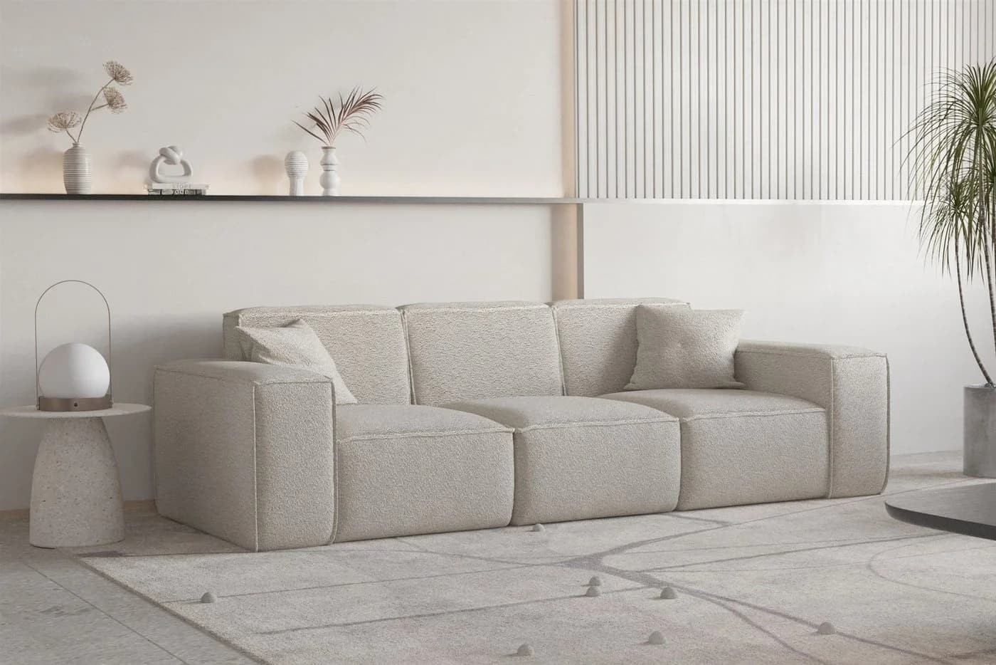 Fun Möbel Designersofa CELES PREMIUM 3-Sitzer Beige Stoff - Bild 2