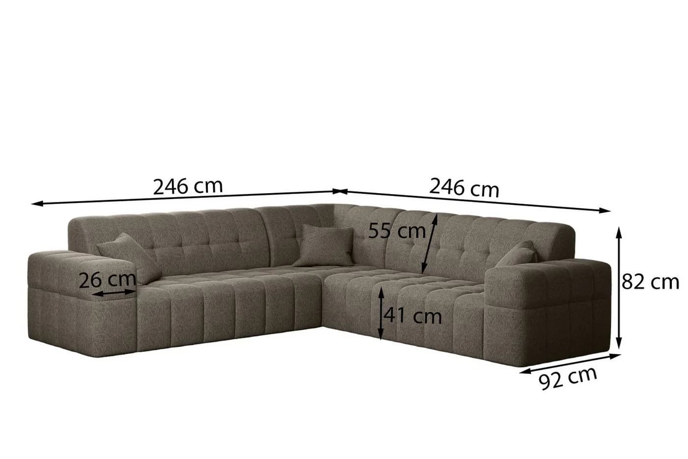 Fun Möbel Ecksofa NANCY Universal grau Stoff Harmony