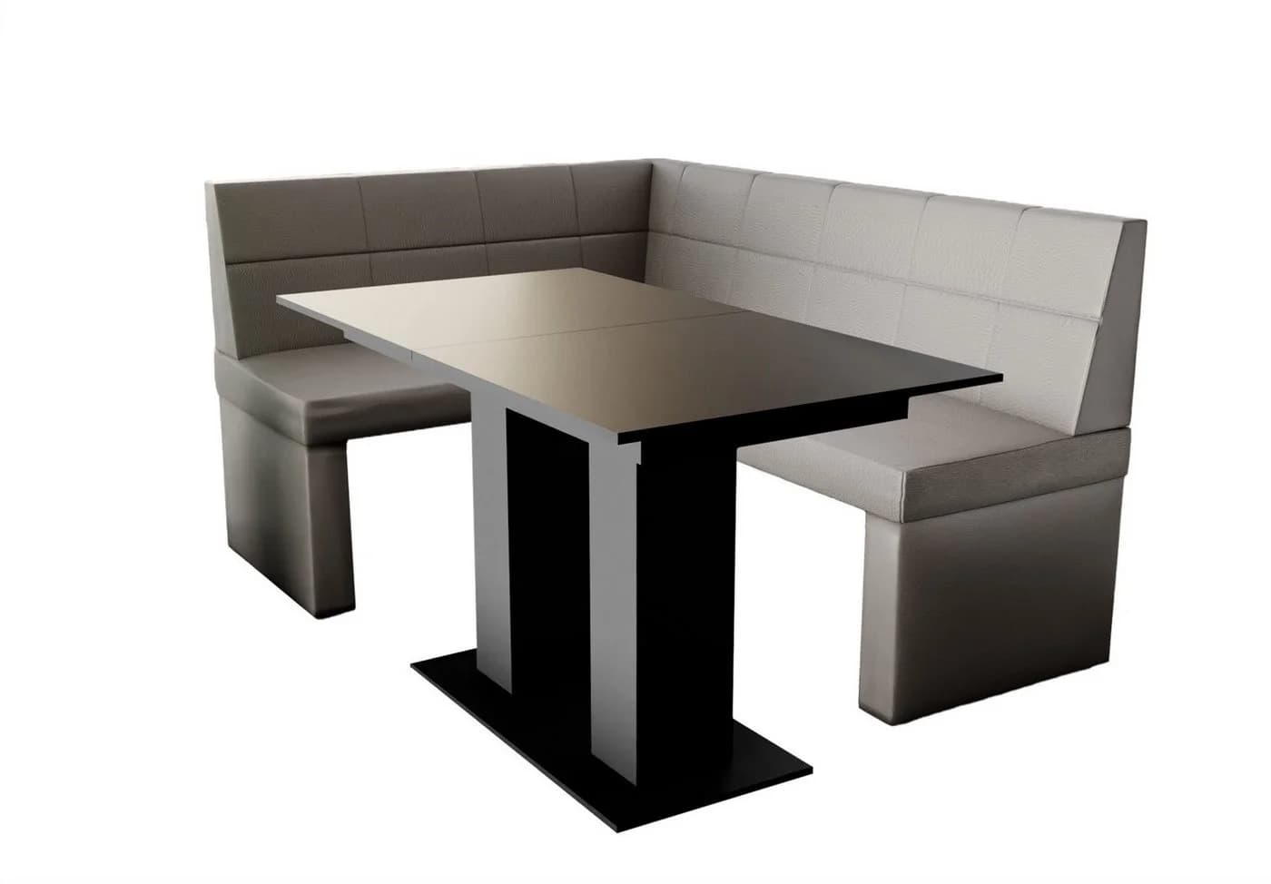 Fun Möbel Eckbankgruppe BLAKE 168x128 cm mit Tisch Schwarz Kunstleder - Bild 2