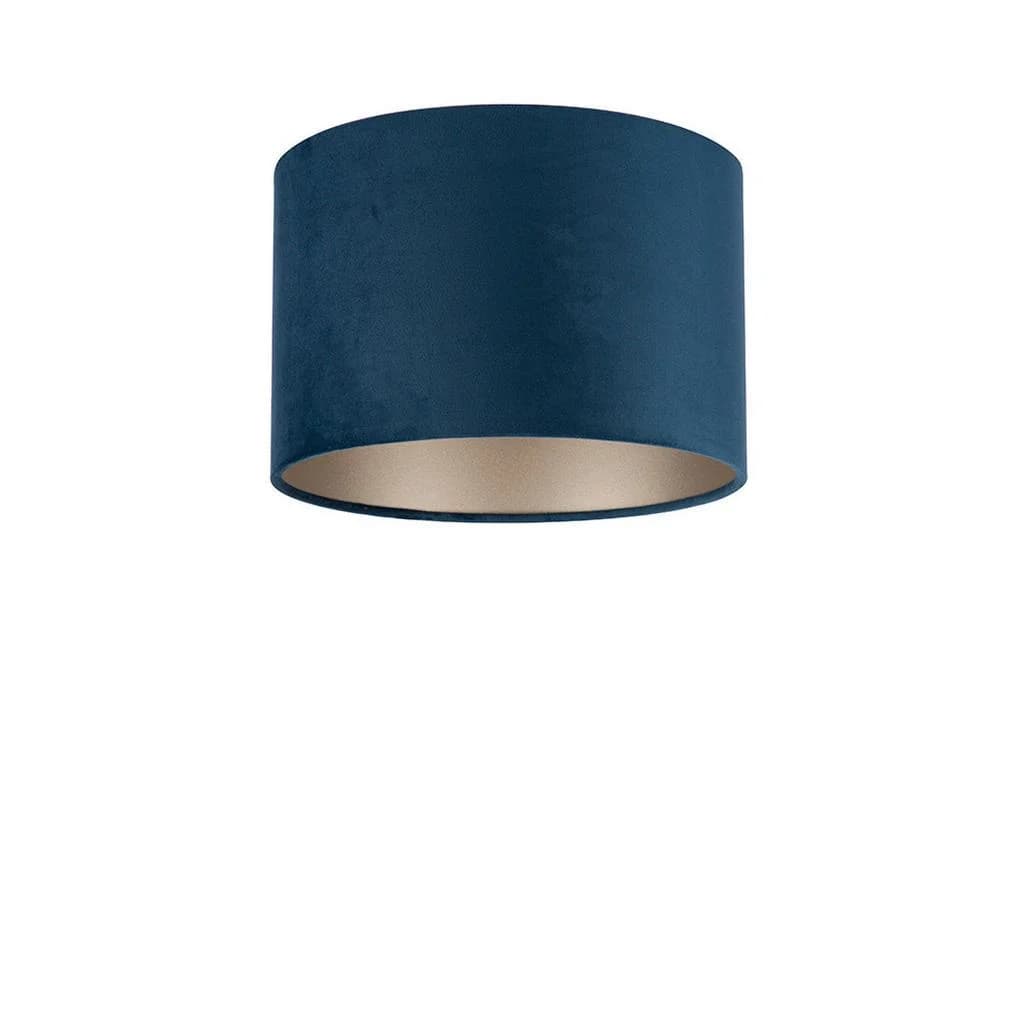 Leuchtenschirm Velour Dunkelblau Textil Metall Zylindrisch E27 24 cm