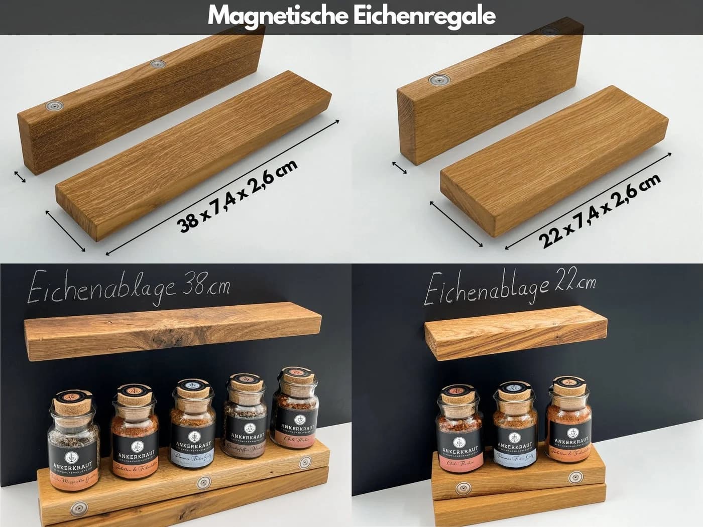 wood4hood Gewürzregal MAGNET Spar-Set Magnetische Eichenregale - Bild 4