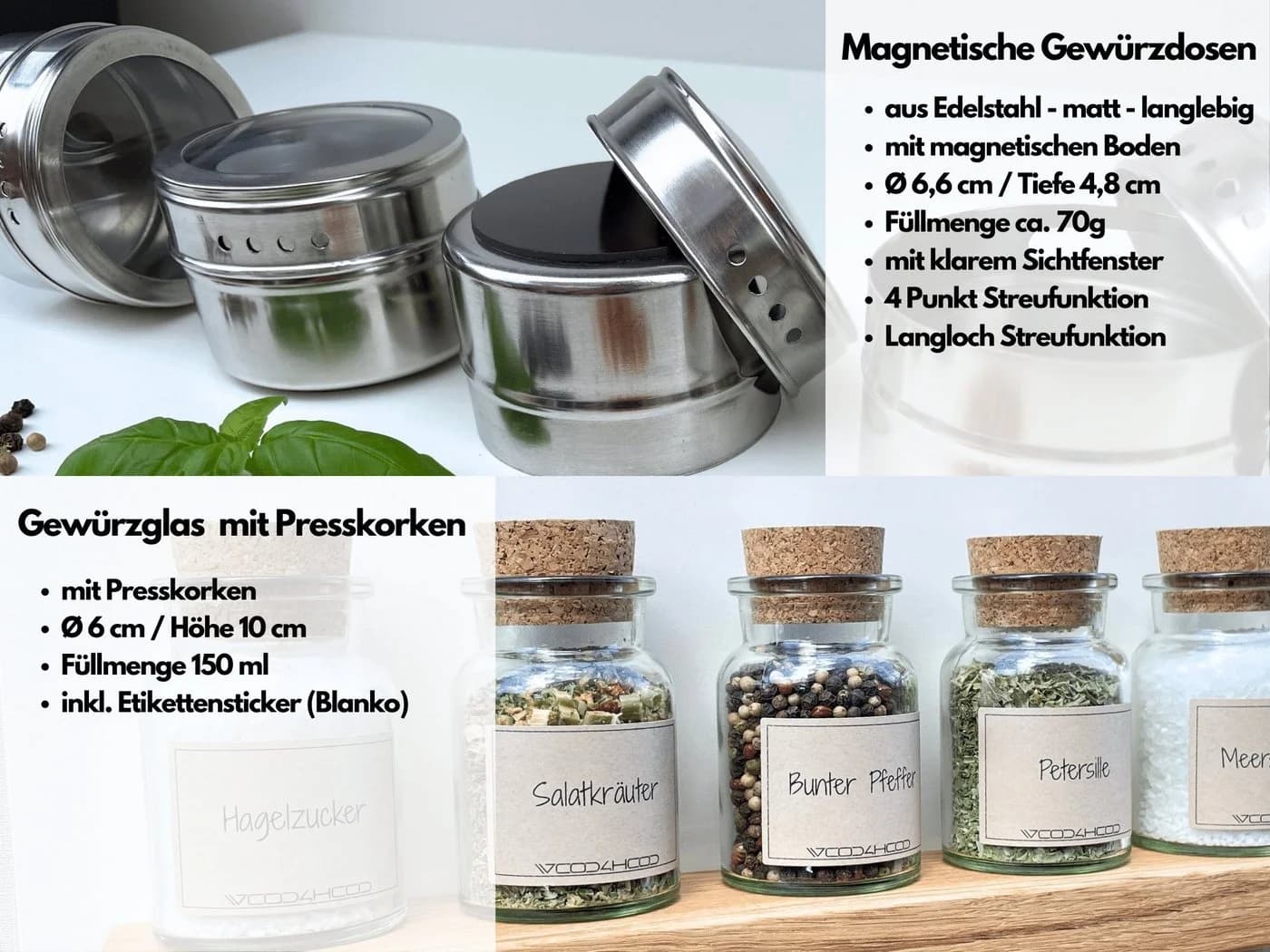 wood4hood Gewürzregal MAGNET Spar-Set Magnetische Eichenregale - Bild 5