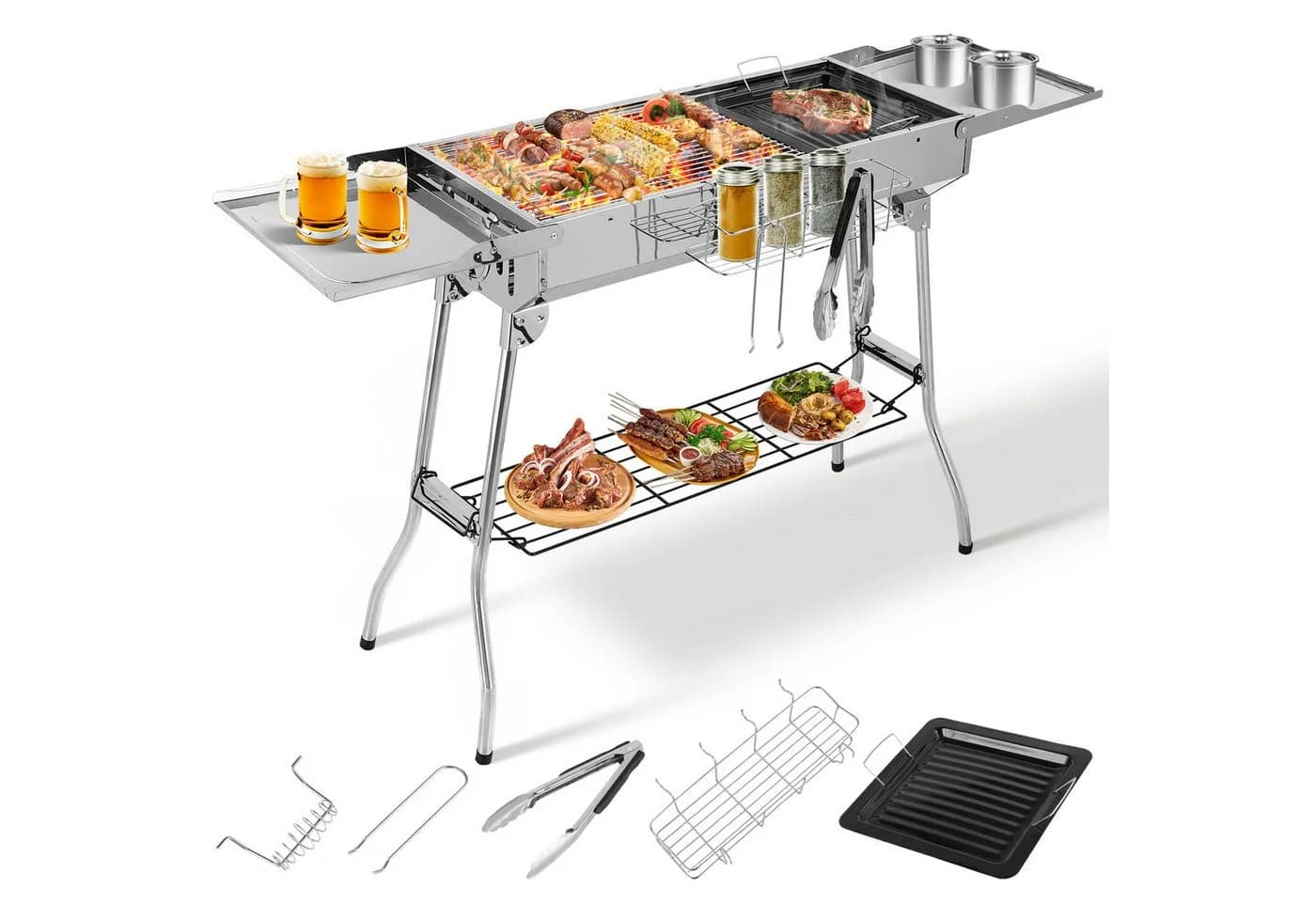TLGREEN Klappgrill Edelstahl mit Gusseisenpfanne - Bild 2