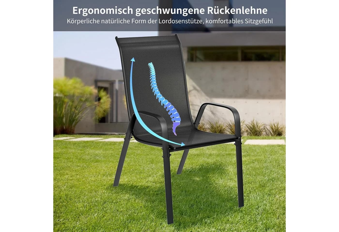 TLGREEN Stapelstuhl Gartenstuhl Textilene Stahlgestell 150 kg Belastbar - Bild 5