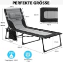 TLGREEN Gartenliege XXL klappbar mit Kopfstütze & Seitentaschen Bild 3
