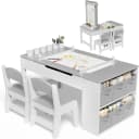 TLGREEN Kindertisch mit 2 Stühlen, Kinder Tisch Stuhl Set Holz, Maltisch für Kinder ab 3 Jahre Bild 2