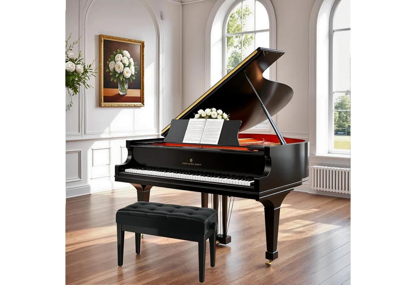 TLGREEN Klavierbank Höhenverstellbar 48-58 cm mit PU-Leder & Stauraum
