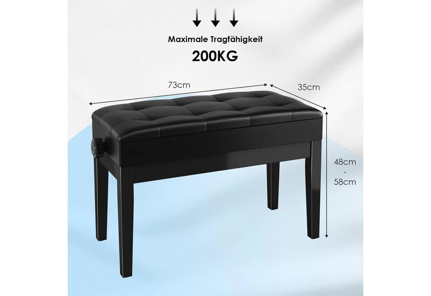 TLGREEN Klavierbank Höhenverstellbar 48-58 cm mit PU-Leder & Stauraum - Bild 3