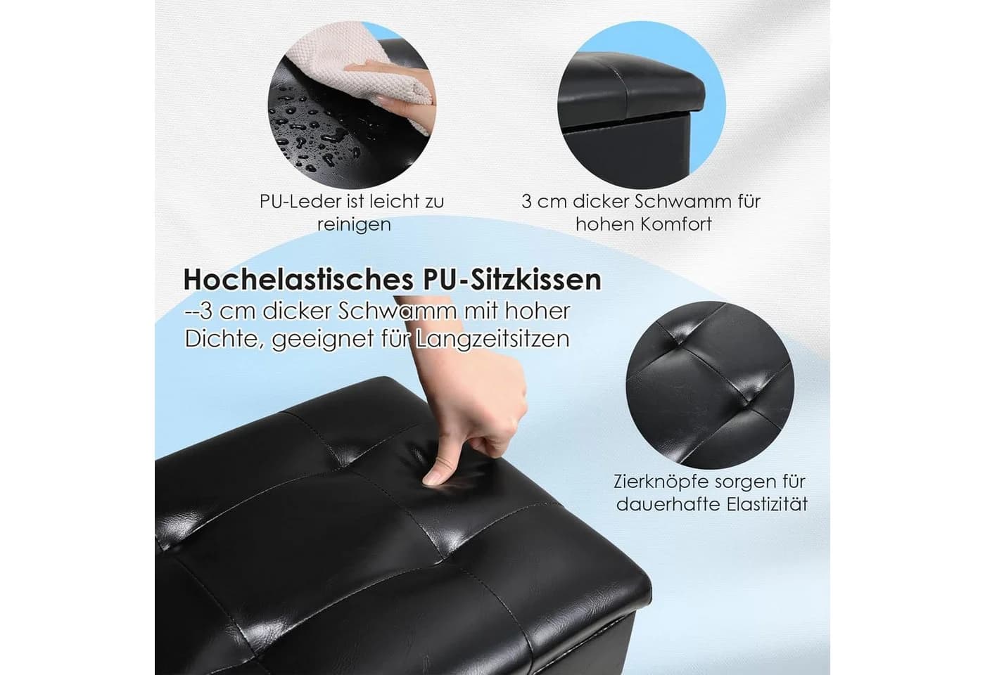 TLGREEN Klavierbank Höhenverstellbar 48-58 cm mit PU-Leder & Stauraum - Bild 5