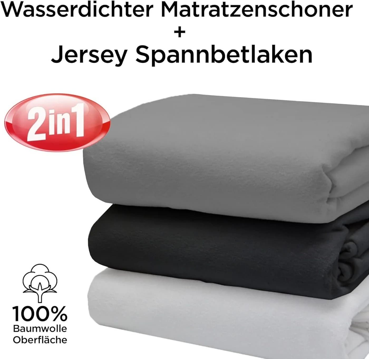 2in1 Matratzenschutzbezug und Spannbettlaken aus Baumwolle und Jersey - Bild 4