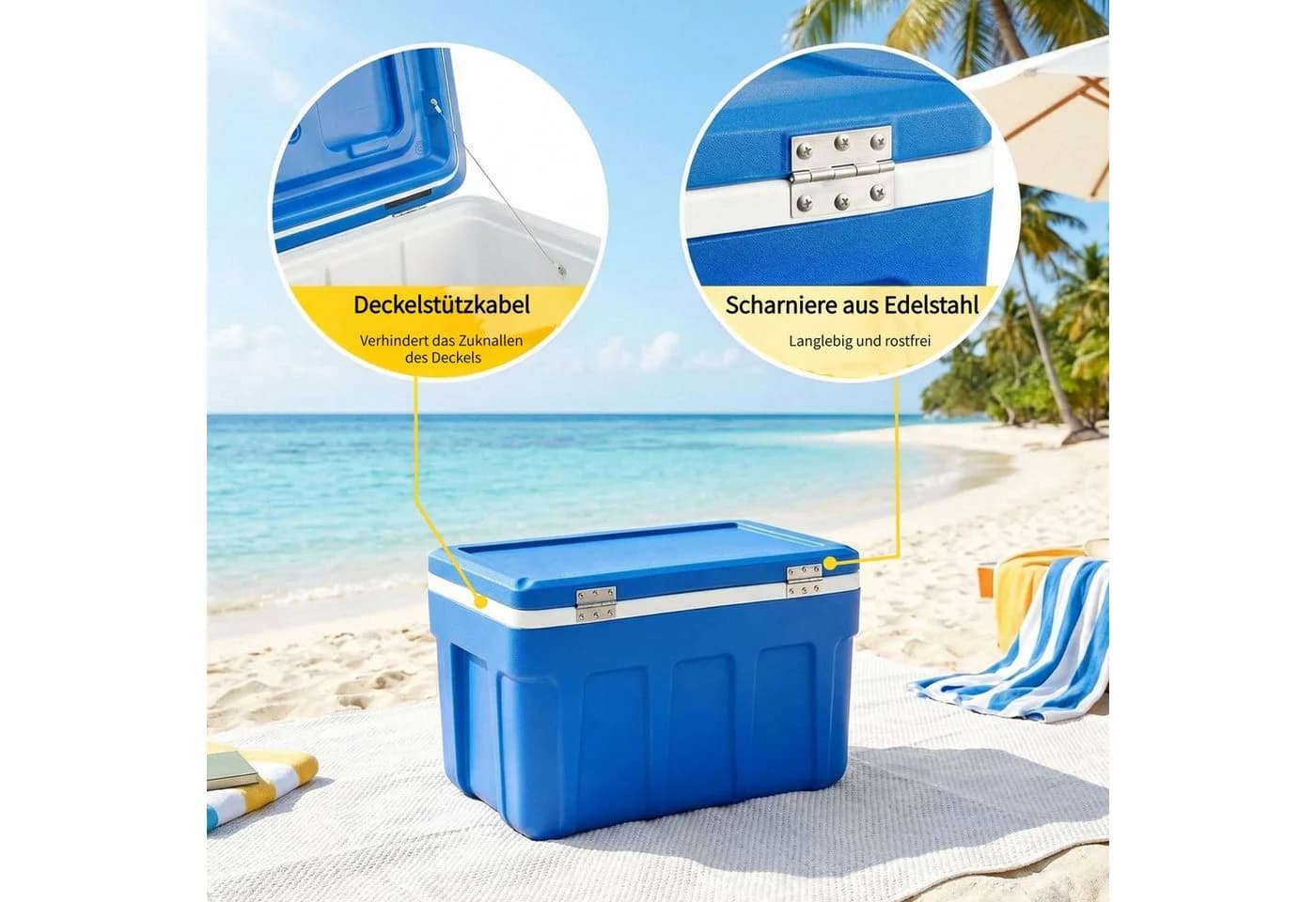 FOHERE Kühlbox 66 Liter Blau Tragbar - Bild 5
