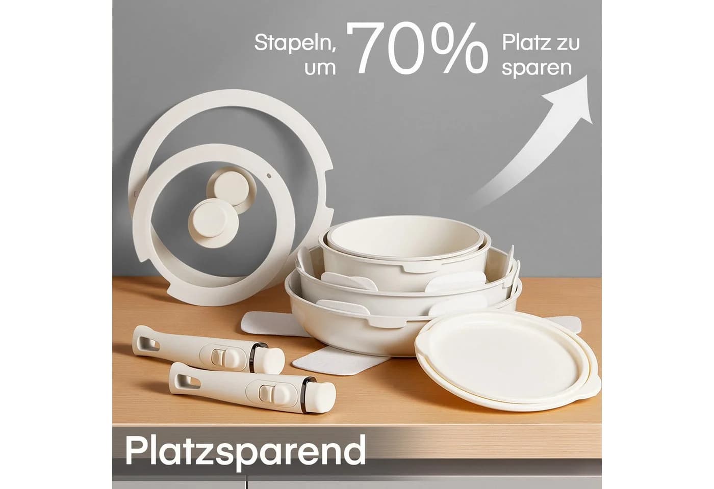 FOHERE Topf-Set 16-tlg. Keramik-Antihaftbeschichtung Weiß - Bild 4