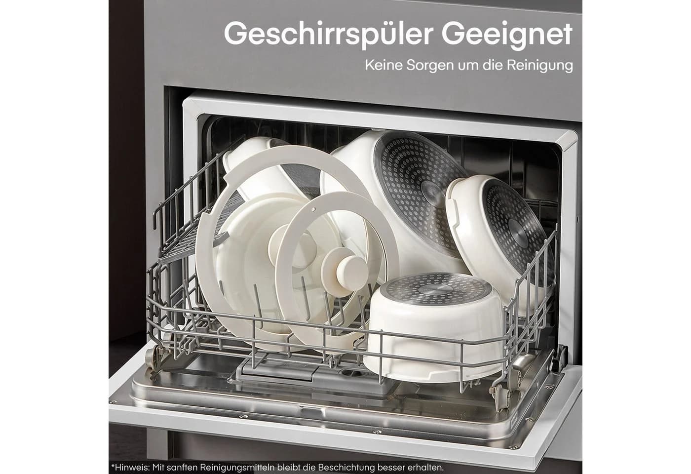 FOHERE Topf-Set 16-tlg. Keramik-Antihaftbeschichtung Weiß - Bild 5