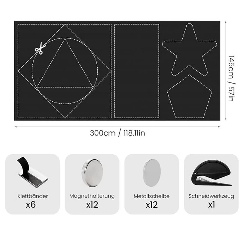 Youyijia Magnetisches Verdunkelungsrollo Zuschneidbar Schwarz Silber