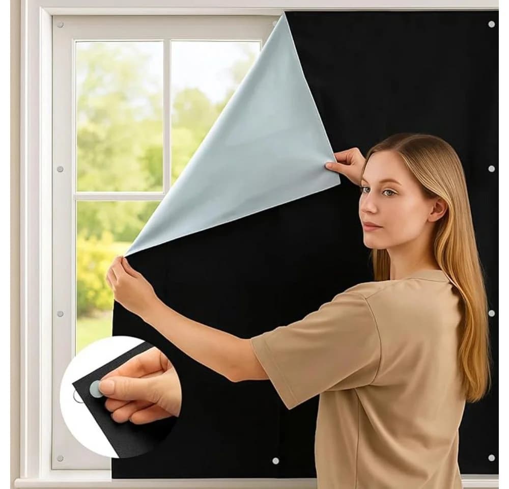 Youyijia Magnetisches Verdunkelungsrollo Zuschneidbar Schwarz Silber - Bild 2