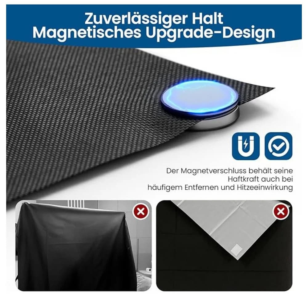 Youyijia Magnetisches Verdunkelungsrollo Zuschneidbar Schwarz Silber - Bild 3