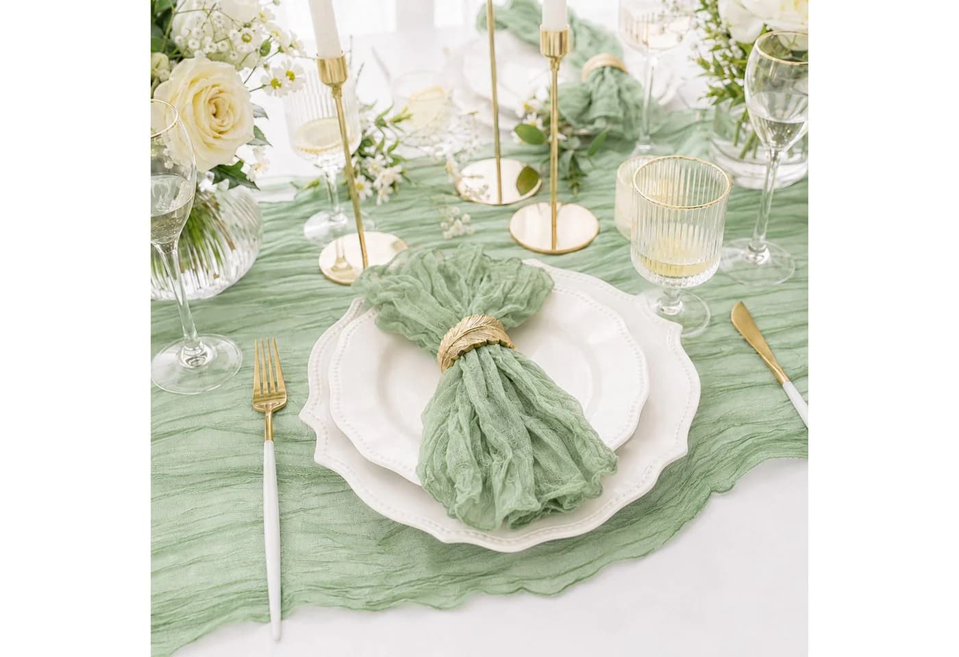 Youyijia Stoffservietten Set 12-tlg. Salbeigrün Polyester
