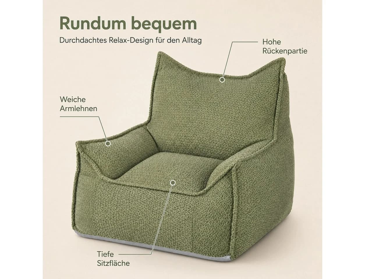 Youyijia Gartenlounge-Sessel mit Armlehnen Grün Chenille - Bild 3