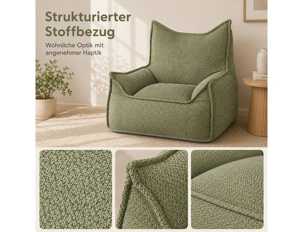 Youyijia Gartenlounge-Sessel mit Armlehnen Grün Chenille - Bild 4