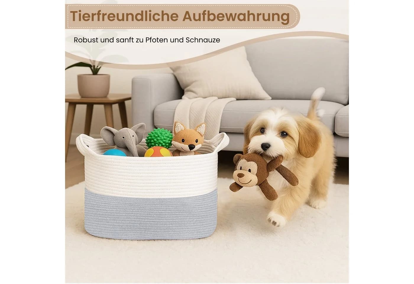 Youyijia Wäschekorb Grau Faltbar 65L Baumwollseil - Bild 3