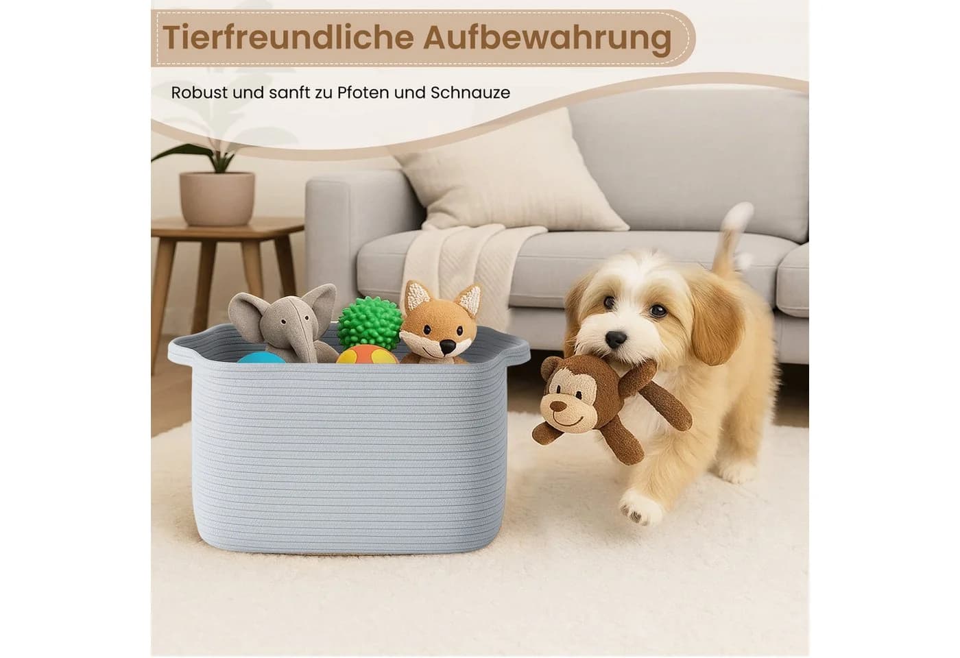 Youyijia Faltbarer Wäschekorb 65L Grau aus Baumwollseil - Bild 3