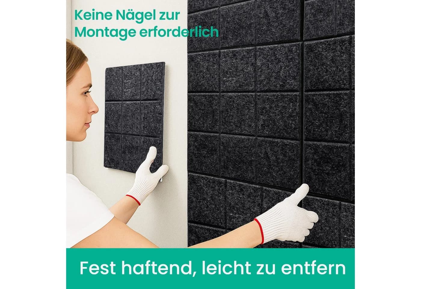 Youyijia Selbstklebende Filz-Pinnwand 6er Set Schwarz mit 30 Pinnnadeln - Bild 3
