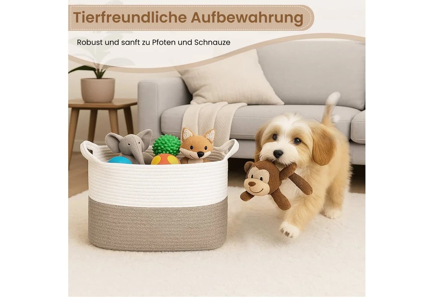 Youyijia Aufbewahrungskorb aus Baumwollseil Braun (3 St) - Bild 3