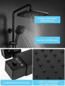 Youyijia Duschsystem mit Thermostat, Regendusche 225x225mm schwarz Bild 5