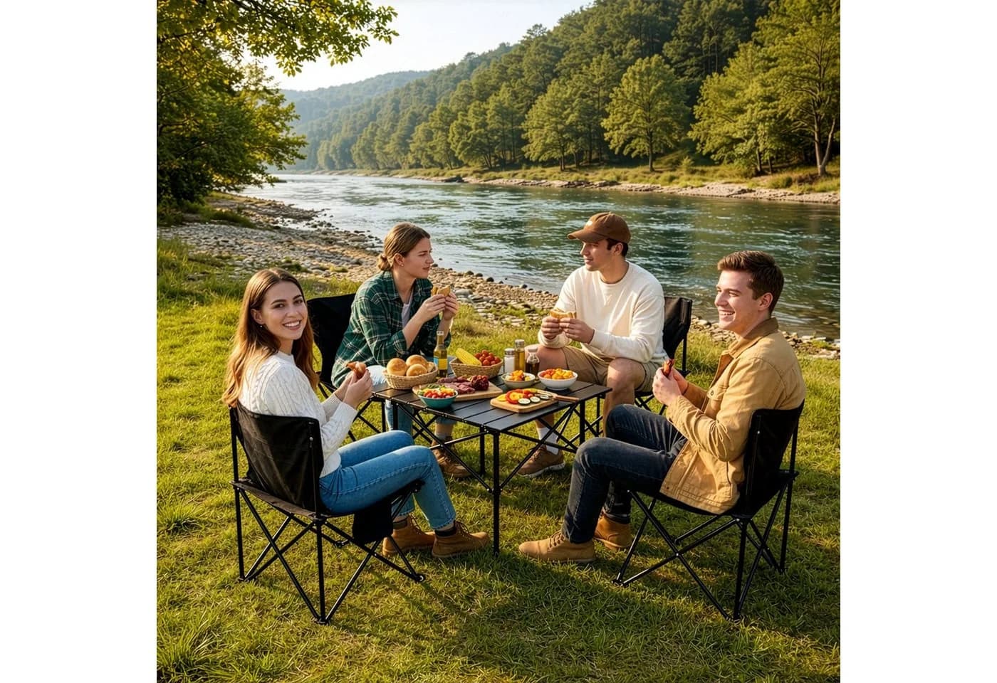Youyijia Klapptisch Outdoor Set 5-tlg. Metall