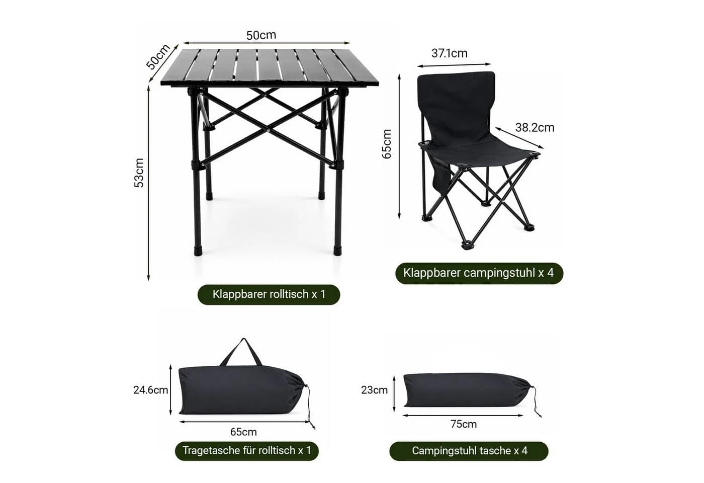 Youyijia Klapptisch Outdoor Set 5-tlg. Metall - Bild 4