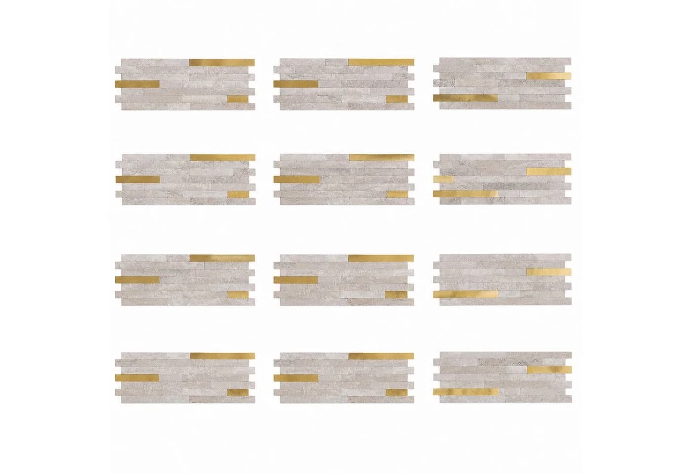 Youyijia 3D Wandpaneel 12pcs Selbstklebende Wandfliesen Grau/Gold Marmoroptik - Bild 2