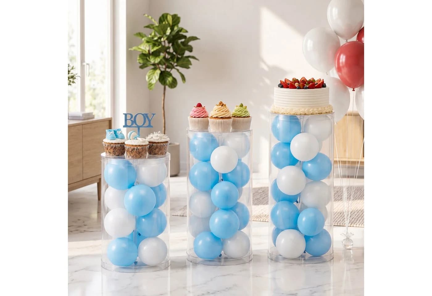 Youyijia Dekosäulen 3er Set Transparent Acryl Blumenständer - Bild 5