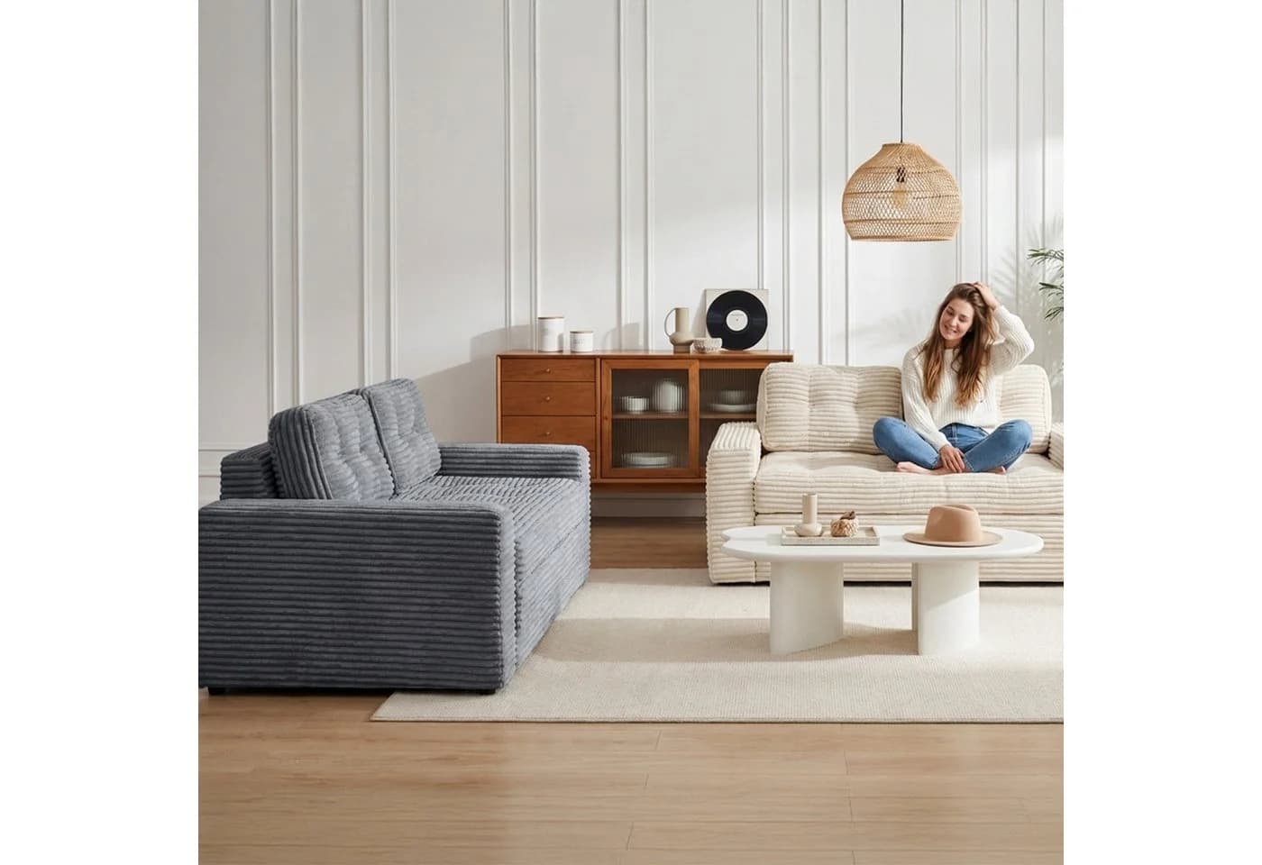Youyijia Schlafsofa Bodensofa Grau mit Klappfunktion