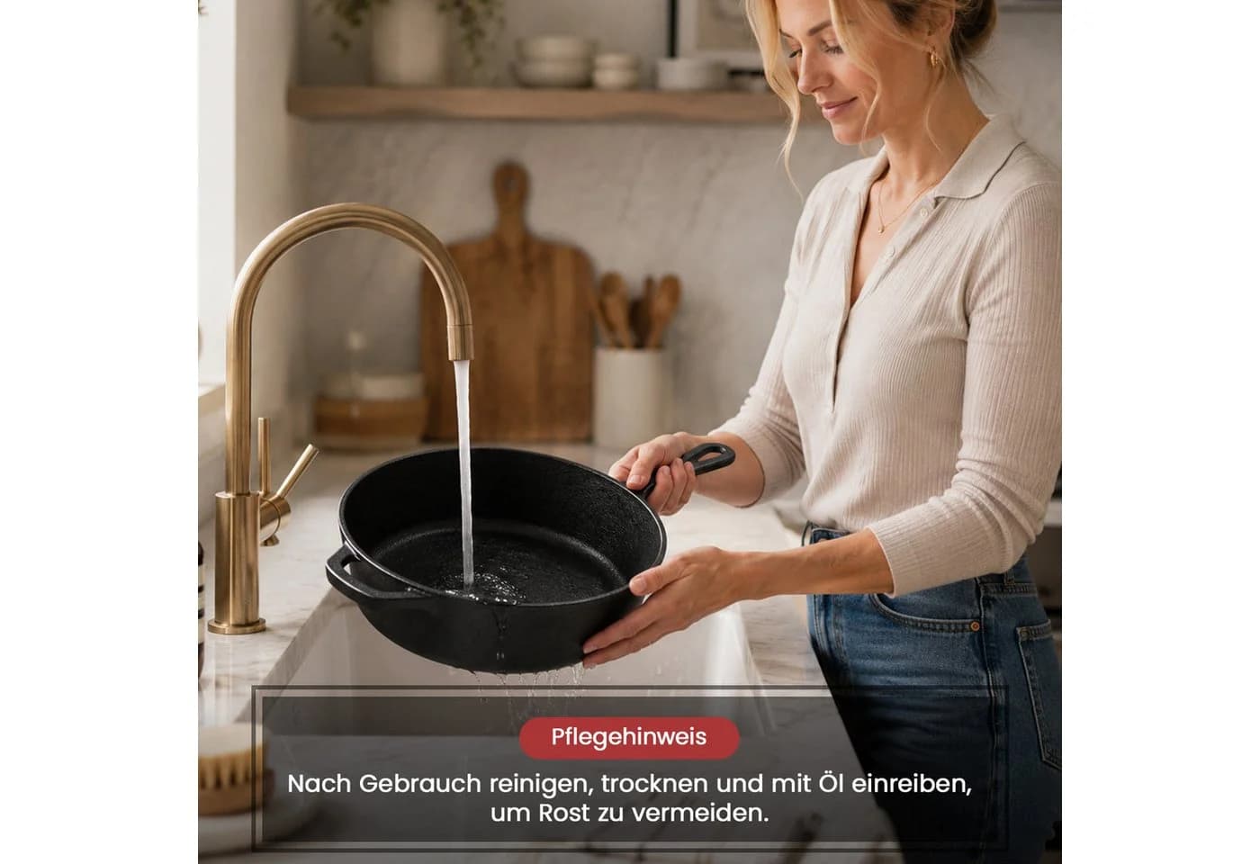 Youyijia Gusseisen Kombikocher 2-in-1 Dutch Oven mit Pfannendeckel - Bild 5