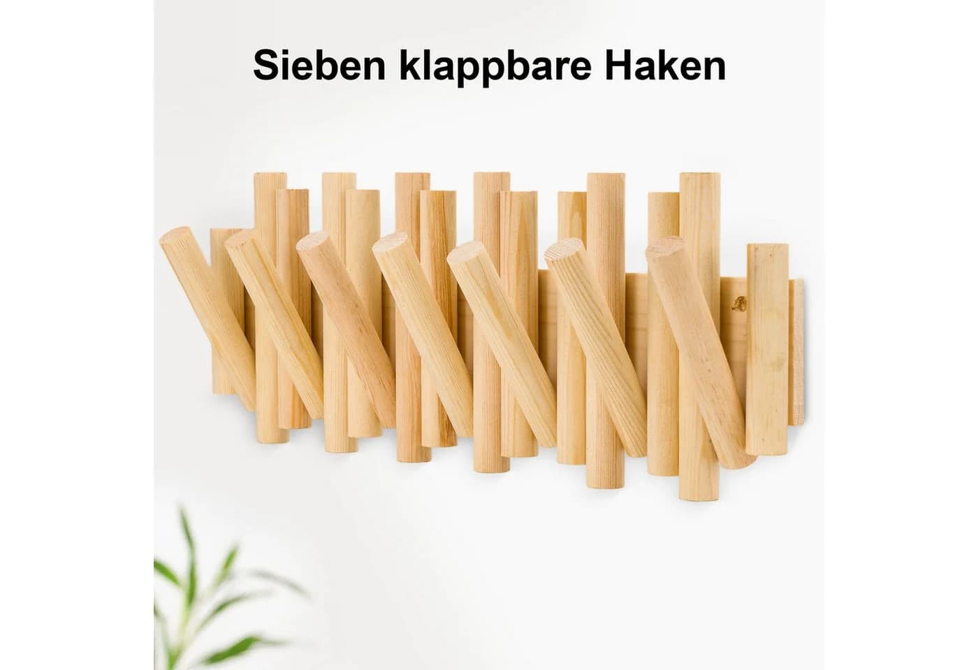 Youyijia Garderobenhaken 7 Klapphaken Holz - Bild 5